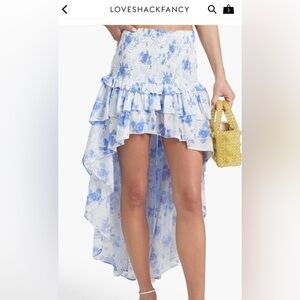 LOVESHACKFANCY palani high low ruffle skirt NWT M
